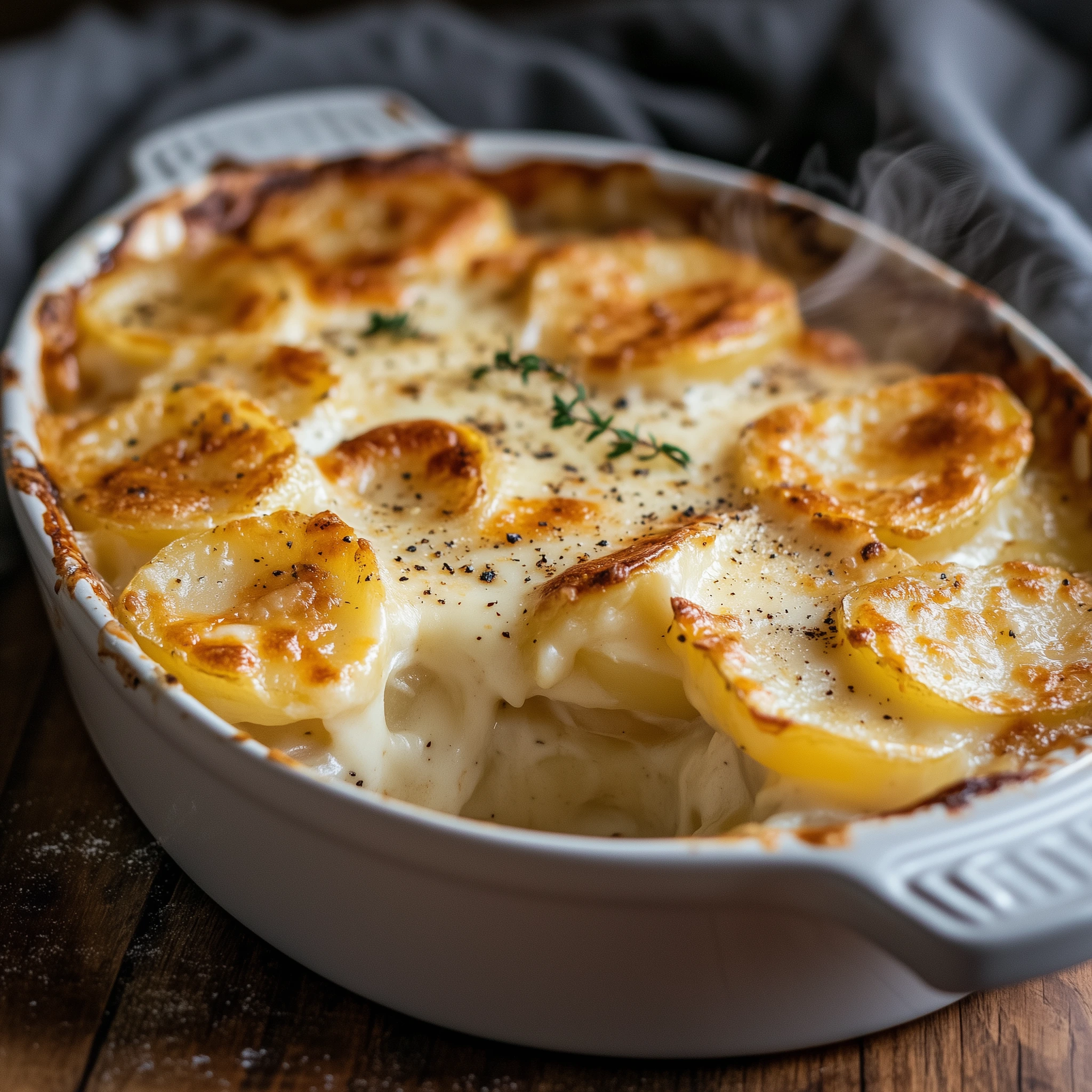 aardappelgratin bereidt in de airfryer.