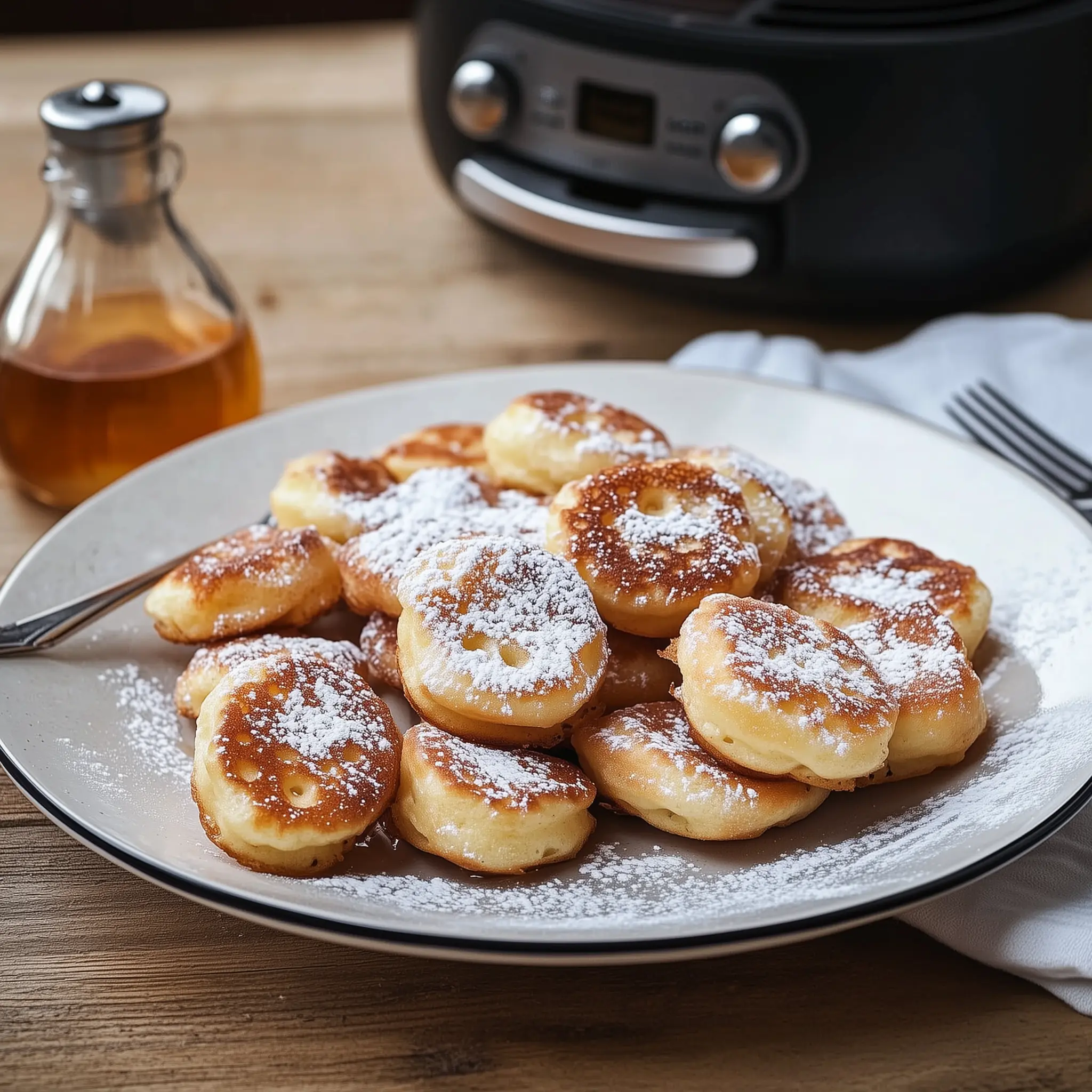 Poffertjes op een bord uit de airfryer
